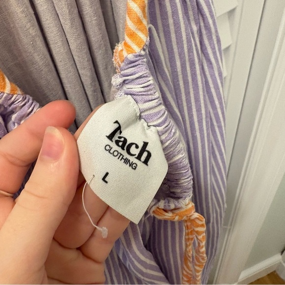 Tach Clothing Sandine Linen Dress Orange & Lilac Size Large Strappy Colorblock - Picture 9 of 9